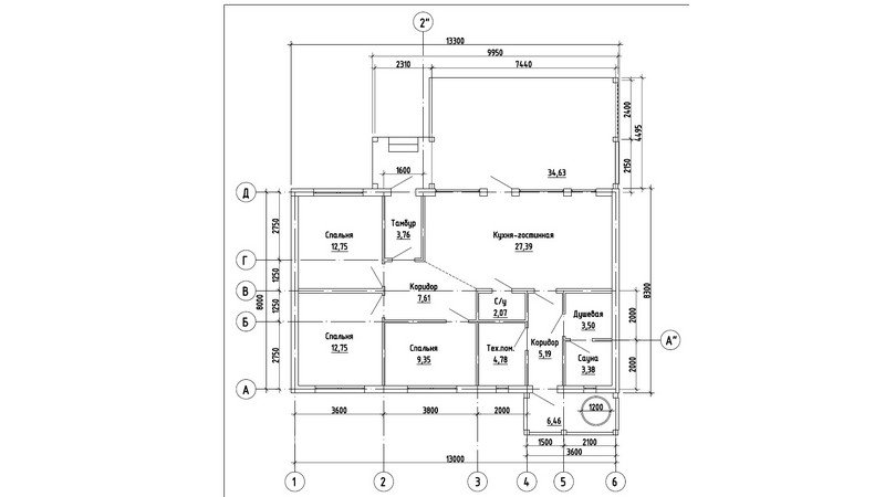 Каркасный дом 8 х 13 м. по проекту заказчика.