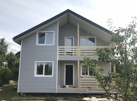 Каркасный дом с террасой по проекту Лазурный
