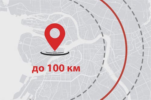 Карта расстояния - 100 км